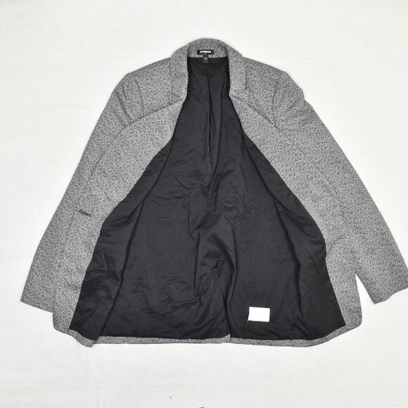 Express Women's One Button Blazer Jacket Geometric Cotton Blend Gray Size S - Picture 2 of 8